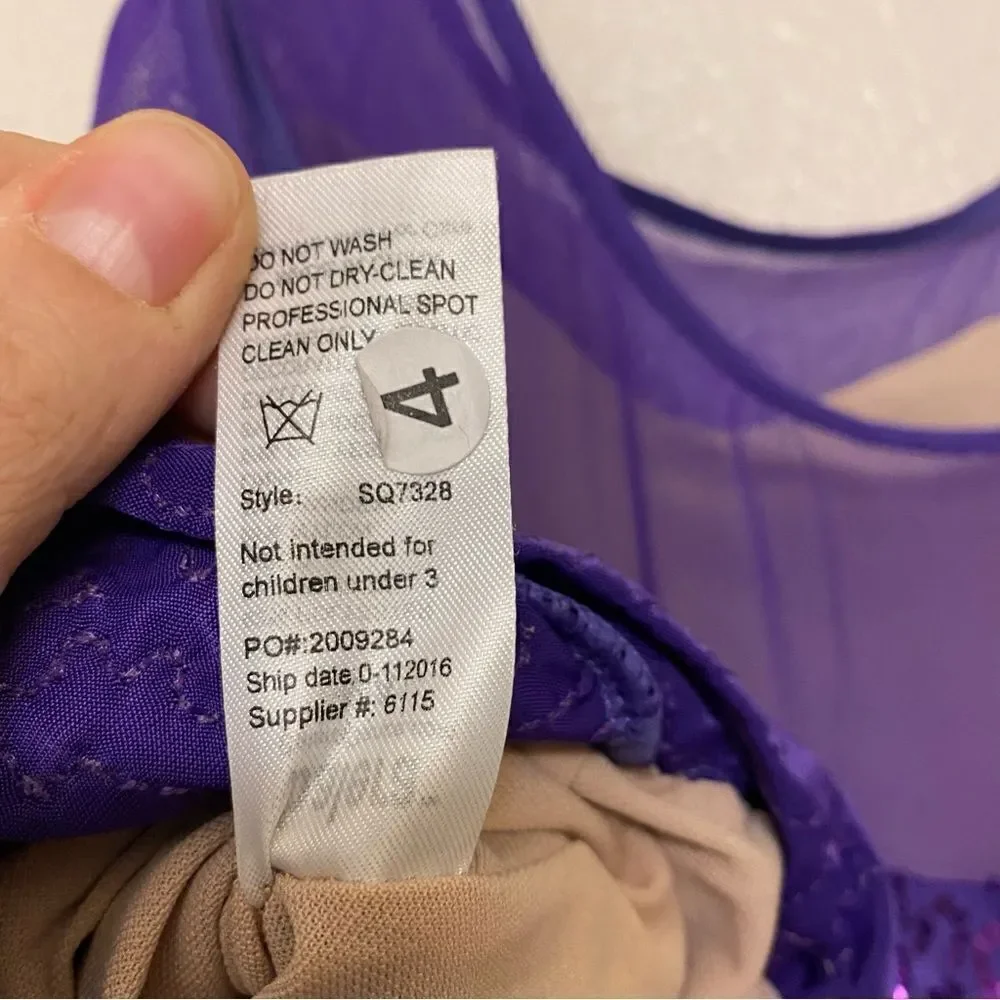 WEISSMAN Balera Dance Costume purple sequin tank peplum SQ7328 TOP Adult MA